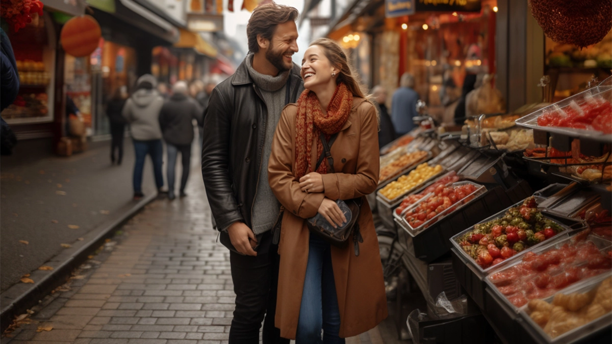 Backpackers crossing a bridge